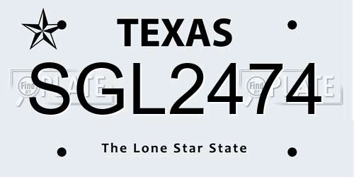 SGL2474 Texas License Plate