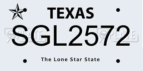 SGL2572 Texas License Plate