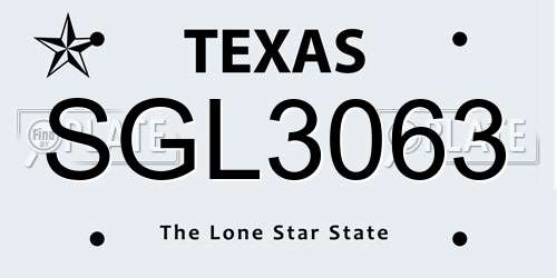 SGL3063 Texas License Plate