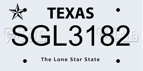SGL3182 Texas License Plate