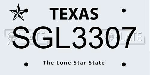 SGL3307 Texas License Plate