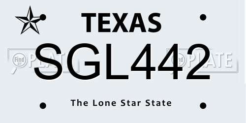 SGL442 Texas License Plate