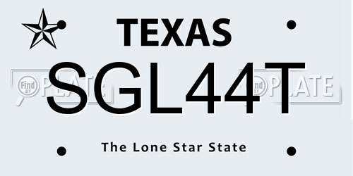 SGL44T Texas License Plate
