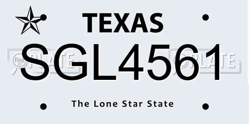 SGL4561 Texas License Plate