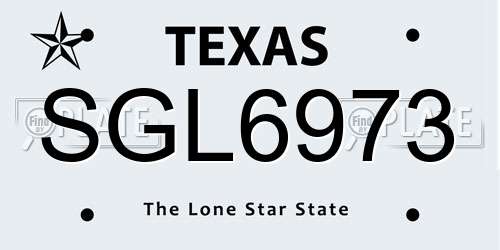 SGL6973 Texas License Plate
