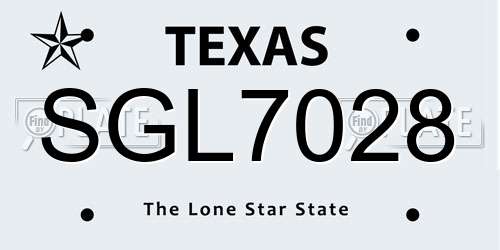 SGL7028 Texas License Plate