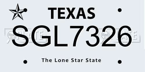 SGL7326 Texas License Plate