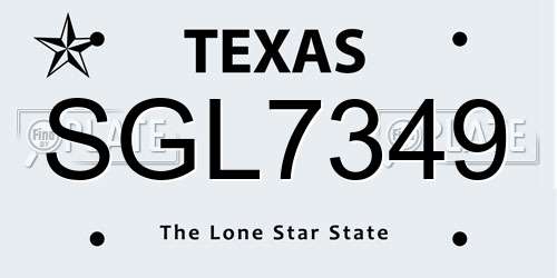 SGL7349 Texas License Plate