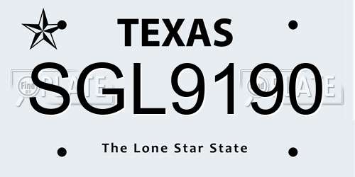 SGL9190 Texas License Plate