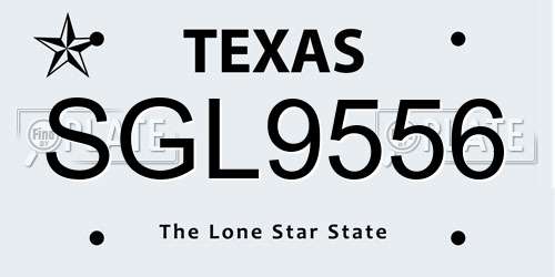 SGL9556 Texas License Plate