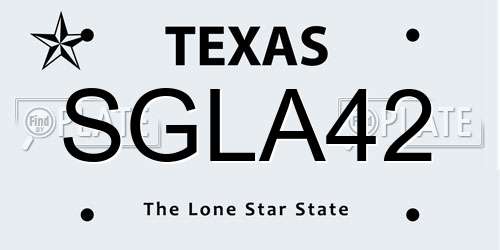 SGLA42 Texas License Plate