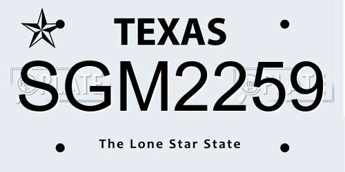 SGM2259 Texas License Plate