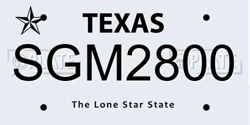 SGM2800 Texas License Plate