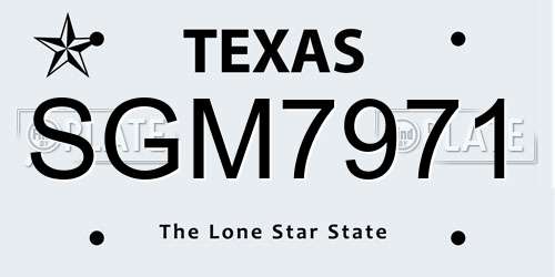 SGM7971 Texas License Plate