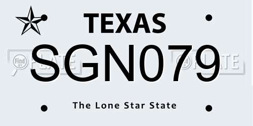 SGN079 Texas License Plate