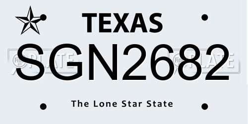 SGN2682 Texas License Plate