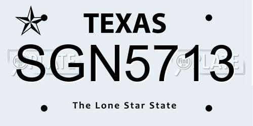 SGN5713 Texas License Plate