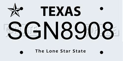 SGN8908 Texas License Plate