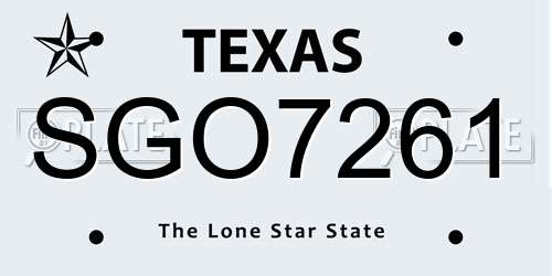 SGO7261 Texas License Plate