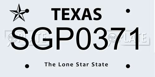 SGP0371 Texas License Plate