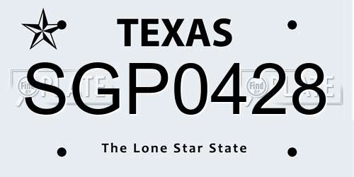 SGP0428 Texas License Plate