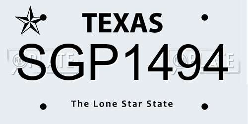 SGP1494 Texas License Plate