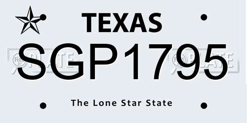 SGP1795 Texas License Plate