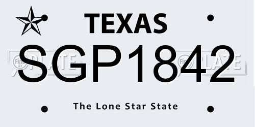 SGP1842 Texas License Plate