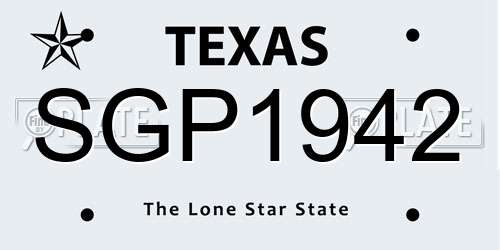 SGP1942 Texas License Plate