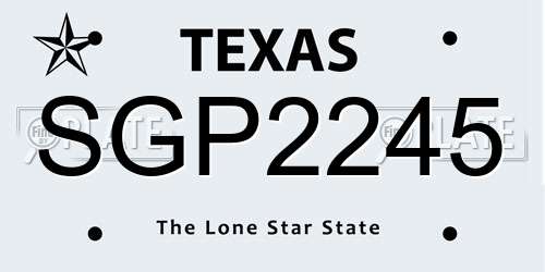SGP2245 Texas License Plate
