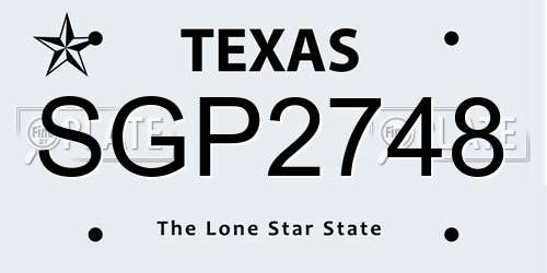 SGP2748 Texas License Plate