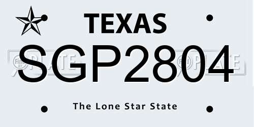 SGP2804 Texas License Plate