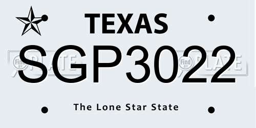 SGP3022 Texas License Plate