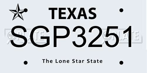 SGP3251 Texas License Plate