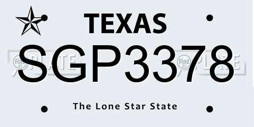SGP3378 Texas License Plate
