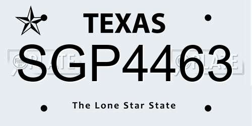 SGP4463 Texas License Plate