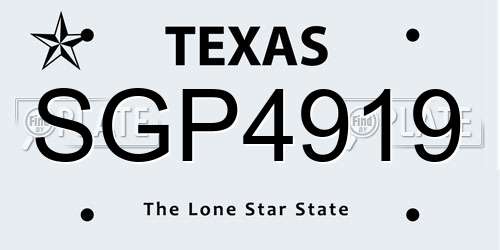 SGP4919 Texas License Plate