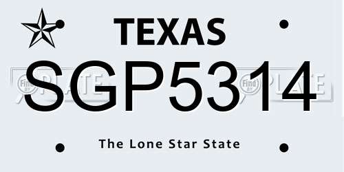 SGP5314 Texas License Plate