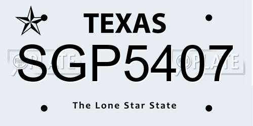 SGP5407 Texas License Plate