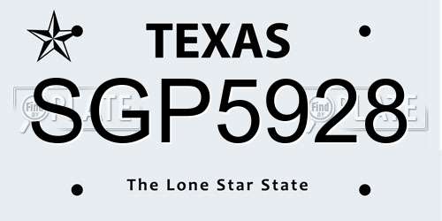 SGP5928 Texas License Plate