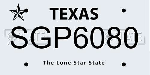 SGP6080 Texas License Plate