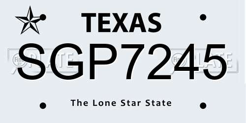 SGP7245 Texas License Plate