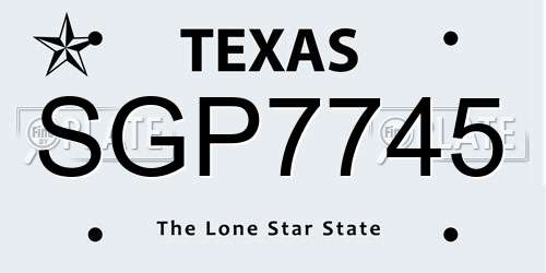 SGP7745 Texas License Plate