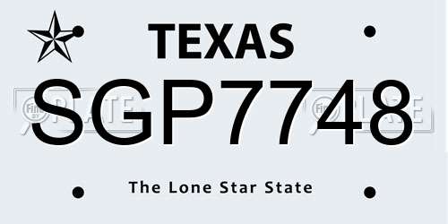 SGP7748 Texas License Plate