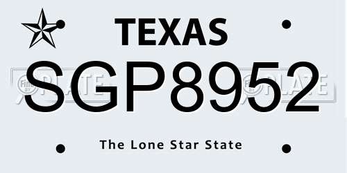SGP8952 Texas License Plate