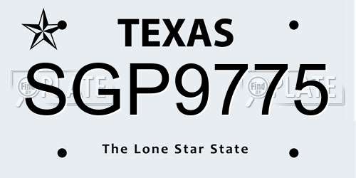 SGP9775 Texas License Plate