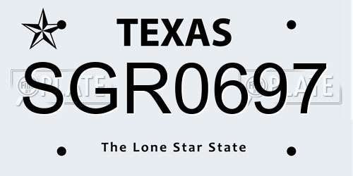 SGR0697 Texas License Plate