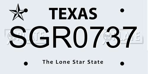 SGR0737 Texas License Plate