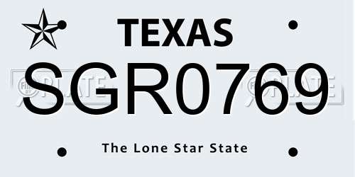 SGR0769 Texas License Plate
