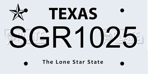 SGR1025 Texas License Plate